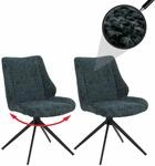 2er-Set Esszimmerstuhl MCW-O48, K&uuml;chenstuhl, drehbar Auto-Return, Stoff/Textil