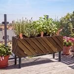 Pflanzkasten MCW-P87, Blumen-/Pflanzk&uuml;bel Blumenkasten, In-/Outdoor Akazie Holz