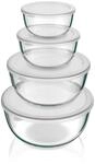 Arendo Glassch&uuml;ssel-Set mit Deckeln, 4-teilig, 0,7/1,1/2,7/4,4 l,...