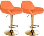 CLP 2er Set Barhocker Braga Kunstleder-Bezug mit Gold-Gestell I h&ouml;henverstellbar und