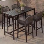 Set Bartisch + 4x Barhocker MCW-P91, Barstuhl Stehtisch, Outdoor Sitzpolster