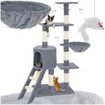 tectake&reg; Kratzbaum, 144 cm, mit Katzenhaus, inklusive Treppe, 3 Spielm&auml;usen und