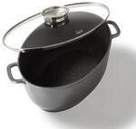 Stoneline Gourmet Br&auml;ter, oval, 38,8 x 26,3 cm, 8 L, mit Aroma-Glasdeckel zur