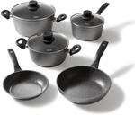STONELINE Topfset Induktion, 8-teiliges Topfset mit Deckel, Kochtopf Set beschichtet