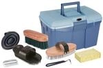 Kerbl Putzbox blau mit Inhalt f&uuml;r Pferde, Pferdeb&uuml;rsten Putzzeug blau