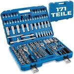 tectake&reg; Steckschl&uuml;sselsatz, 171-teilig, 1/4, 3/8 und 1/2 Zoll, mit Kodierung und