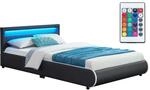 Juskys Polsterbett Sevilla 140x200 cm&ndash; Bett mit LED Beleuchtung & Lattenrost &ndash;