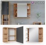 VICCO Spiegelschrank FYNN 80 x 64 Eiche Anthrazit Spiegel Badspiegel Wandspiegel