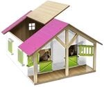 Kids Globe Farming Pferde Stall aus Holz 1:24, mit Werkstatt, Dach+T&uuml;r beweglich