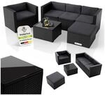 Juskys Polyrattan Lounge Punta Cana L schwarz f&uuml;r 4-5 Personen &ndash; Sessel, Sofa,