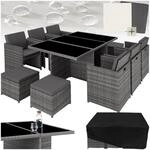 tectake&reg; Aluminium Rattan Sitzgruppe, wetterfest und UV-best&auml;ndig, f&uuml;r 6 bis 10