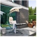 HOME DELUXE Schwebeliege mit Sonnendach SAN REMO - Anthrazit/Beige