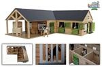 Kids Globe Horses Pferdehof aus Holz, 1:24, mit T&ouml;ren, Fenster + Tor, ohne Tiere