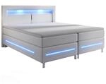 Juskys Boxspringbett Norfolk 180 x 200 cm &ndash; LED Beleuchtung, Bonell-Matratzen &