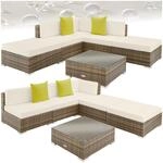 tectake&reg; Aluminium Rattan Lounge, wetterfest und UV-best&auml;ndig, 2 extra Kissen, mit
