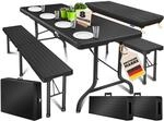 KESSER&reg; Bierzeltgarnitur 3-teilig Set Tisch & 2x Bank Buffettisch f&uuml;r drinnen &