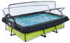 EXIT Lime Pool 300x200x65cm mit Abdeckung und Filterpumpe - grün