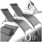 tectake&reg; Aluminium 2er Set Gartenliege, Textilene-Gewebe, abnehmbares Kopfpolster,