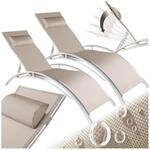 tectake&reg; Aluminium 2er Set Sonnenliege, Textilene-Gewebe, abnehmbares Kopfpolster,