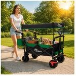 SAMAX Faltbarer Bollerwagen Offroad mit Dach - Schwarz / Rot