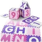 Juskys Kinder Puzzlematte Juna 36 Teile mit Buchstaben & Zahlen - rutschfest &ndash; rosa