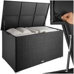 tectake&reg; Aluminium Auflagenbox, 750 l, mit Rattangeflecht, komfortable Hubautomatik,