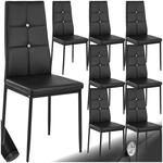 tectake&reg; Set Esszimmerstuhl, gepolstert mit Kunstlederbezug, schlanke Stahlbeine, 40