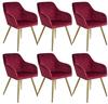 tectake® 6er Set Stuhl, gepolstert, in Samtoptik, goldene Stahlbeine, 58 x 62...