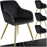tectake&reg; Esszimmerstuhl, gepolstert, in Samtoptik, goldene Stahlbeine, 58 x 62 x 82