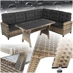 tectake&reg; Rattan Lounge, f&uuml;r 6 Personen, UV-best&auml;ndig, Tisch mit Schraubf&uuml;&szlig;en