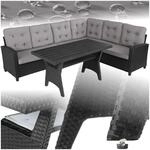 tectake&reg; Rattan Lounge, f&uuml;r 6 Personen, UV-best&auml;ndig, Tisch mit Schraubf&uuml;&szlig;en