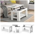 VICCO Couchtisch LORENZ h&ouml;henverstellbar Wei&szlig; Sofatisch Kaffetisch Wohnzimmer