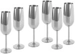 ECHTWERK Sektglas Set, 6-teilig, Edelstahl Sektkelche, Champagnergl&auml;ser,