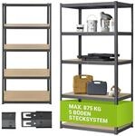 Juskys Lagerregal Basic 200x100x60 cm &ndash; Metall Schwerlastregal, 5 B&ouml;den, 875 kg,