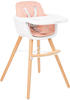 Kikkaboo, Kinderhochstuhl 2 in 1 Woody, Kinderstuhl, Tisch verstellbar, Gurt pink