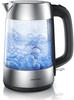 Arendo Wasserkocher Glas Edelstahl, 1,7 Liter, 2200 Watt, mit Überhitzungsschutz &
