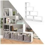 Vicco Treppenregal ASYM Raumteiler wei&szlig; B&uuml;cherregal Standregal Aktenregal Hochregal
