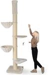 HAPPYPET Kratzbaum Grosse Katzen Stabil XXL Deckenhoch, 250 bis 275 cm Creme Basic