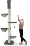 HAPPYPET Kratzbaum Grosse Katzen Stabil XXL Deckenhoch, 250 bis 275 cm Grau Basic