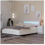 HOME DELUXE LED Bett mit Schubladen NUBE - 180 x 200 cm Wei&szlig;