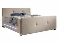 Juskys Boxspringbett Houston 180x200 cm - Bett mit LED, Topper &...