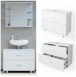 VICCO Waschbeckenunterschrank ILIAS Wei&szlig; Schublade Unterschrank Badezimmer