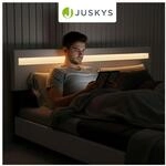 Juskys Polsterbett Paris 180x200 cm &ndash; Bett mit LED Beleuchtung & Lattenrost &ndash;