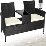 tectake&reg; Rattan Gartensitzbank, 2-Sitzer, 133 x 63 x 84 cm, UV-best&auml;ndiges