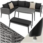 tectake&reg; Aluminium Rattan Lounge Lounge, wetterfest und UV-best&auml;ndig, schlanke,