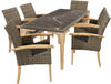 tectake® Rattan Tisch Foggia mit 6 Stühlen Rosarno, mit Holzgestell,...
