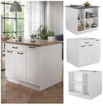 Vicco K&uuml;cheninsel K&uuml;chenblock Einbauk&uuml;che Fame-Line Landhaus Wei&szlig; 90 cm...
