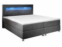 Juskys Boxspringbett Vancouver 140x200 cm - Bett mit LED, Topper &