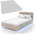 Juskys Polsterbett Nizza 120x200 cm - Matratze, Stauraum & LEDs - Samtbezug mit