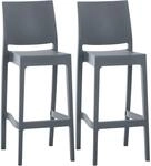 CLP 2er Set Barhocker Maya Aus Wetterbest&auml;ndigem Kunststoff I 2x Tresenhocker Mit